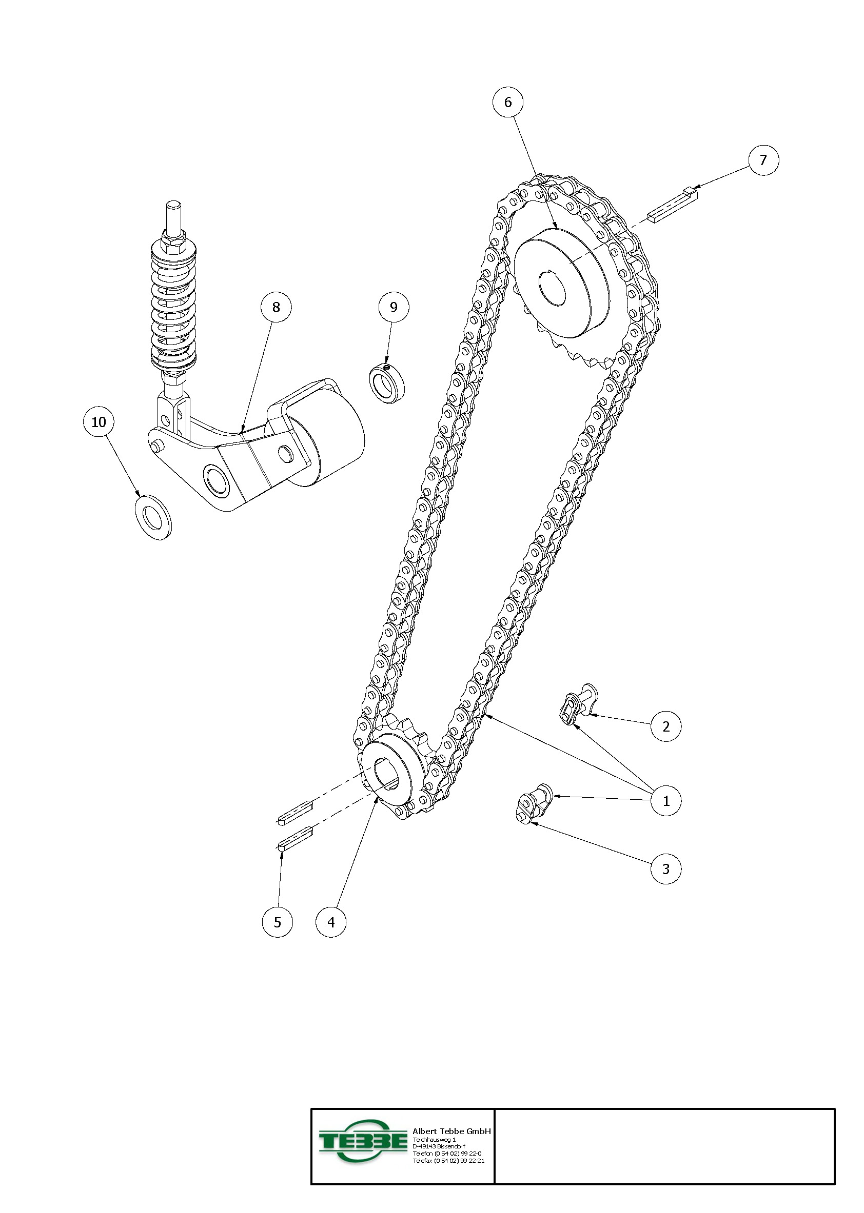 Rolketting rechts 1¼" simplex Ø50 MK21